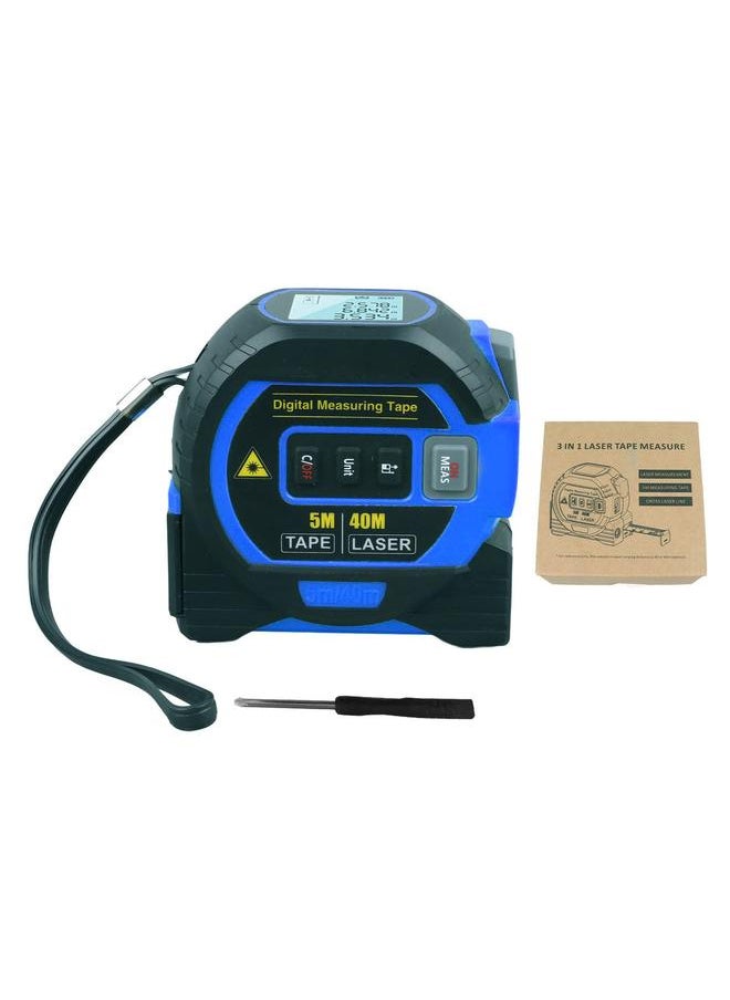 Thoraya 3 In 1 Digital Tape Measure Blue High Elasticity Accurate Auto Lock Digital Distance Tape for Bearing Testing 40m/131.2ft  - Image 1