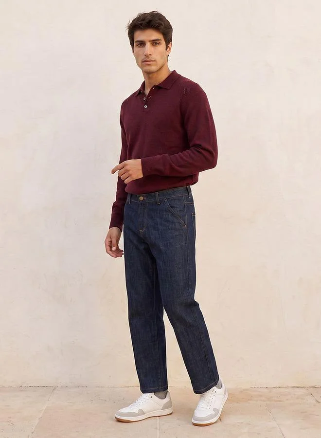 Splash FAV Smart Collared Textured Sweater