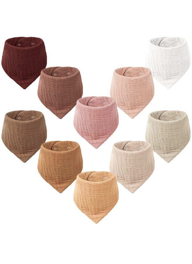 Konssy - Muslin Baby Bibs 10 Pack Baby Bandana Drool Bibs 100% Cotton For Unisex Boys Girls 10 Solid Colors Set For Teething Drooling - Image 1