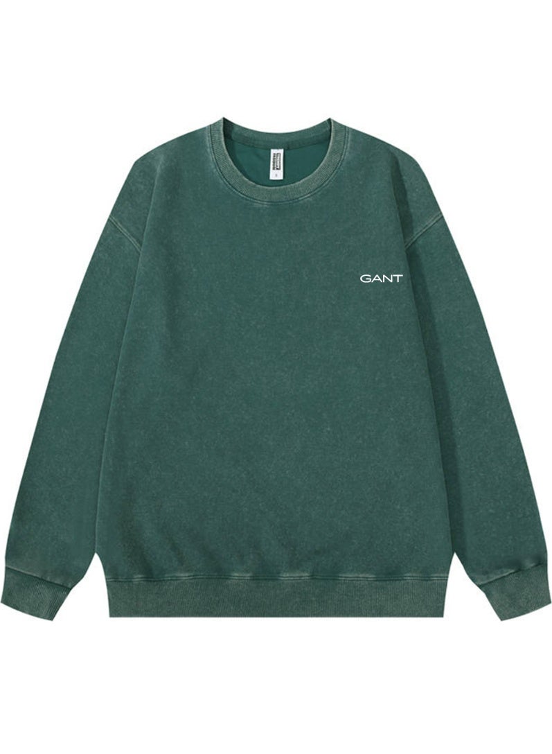 GANT Unisex Crew Neck Washed Sweatshirt, Men's Women's Casual Long Sleeve Top Green - Image 2