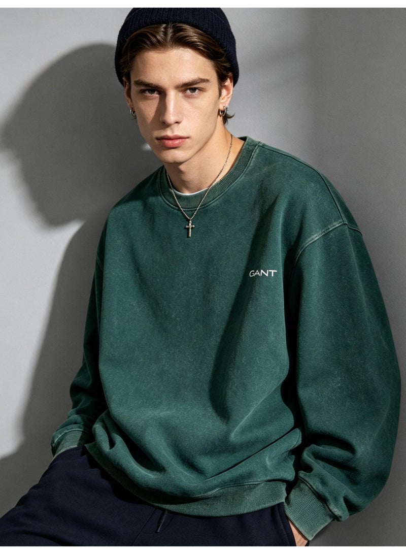 GANT Unisex Crew Neck Washed Sweatshirt, Men's Women's Casual Long Sleeve Top Green - Image 5