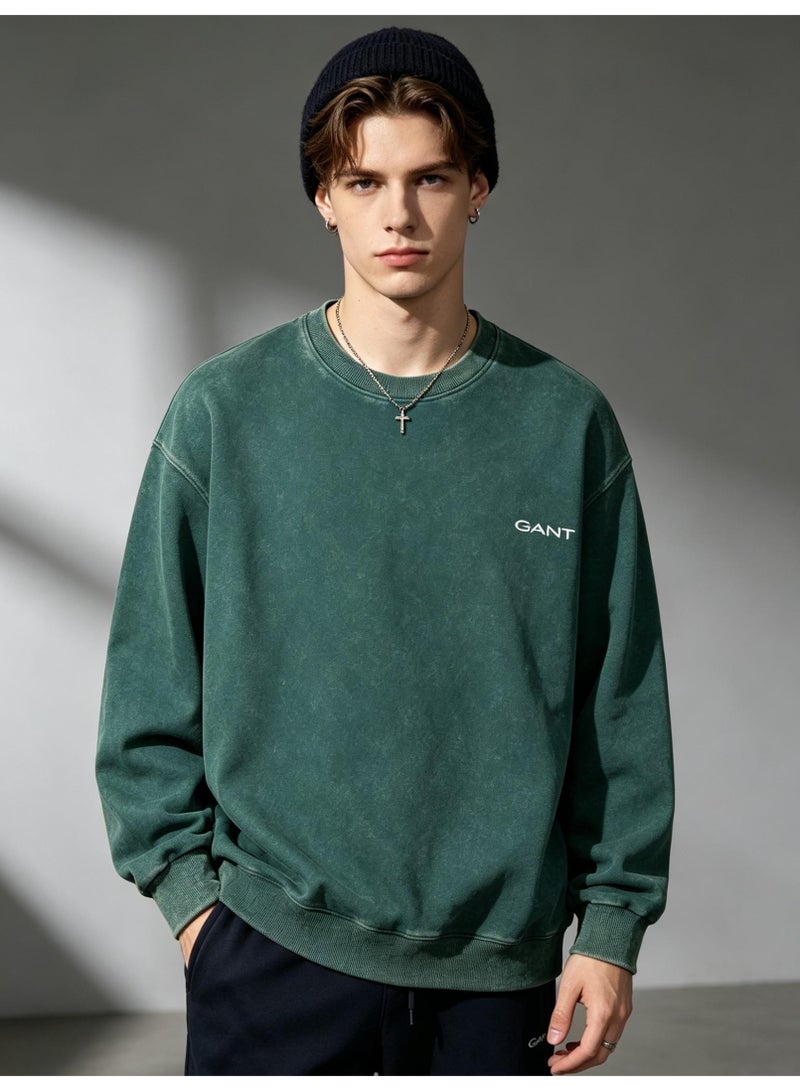 GANT Unisex Crew Neck Washed Sweatshirt, Men's Women's Casual Long Sleeve Top Green - Image 1