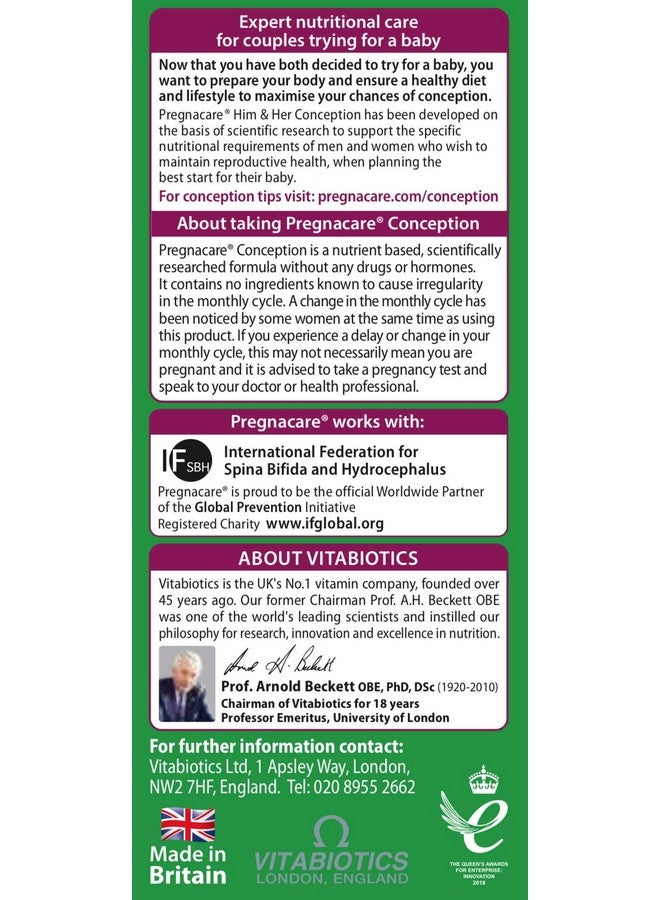 Pregnacare Vitabiotics - Pregnacare - His & Her Conception - 2x30 Tablets - Image 3