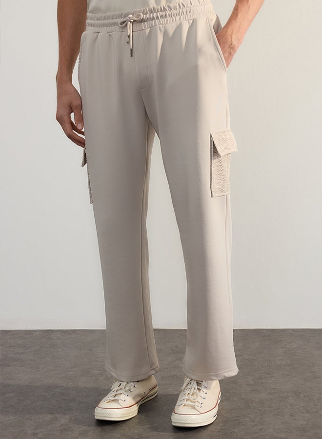 trendyol Limited Edition Wide Leg/Wide Cut Mesh Cargo Pocket Sweatpants TMNAW25EA00026 - Image 4