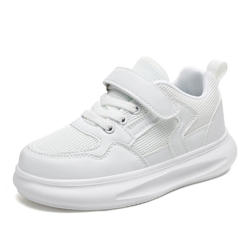 Children'S Shoes Spring Style 24 Jinjiang Boys' Thick-Soled Leather Panel Shoes 6-12 Years Old Medium And Large Kidsren'S White Casual Shoes - Image 1