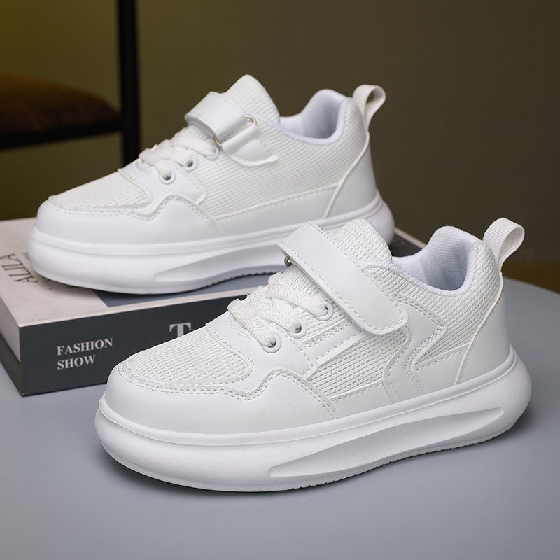 Children'S Shoes Spring Style 24 Jinjiang Boys' Thick-Soled Leather Panel Shoes 6-12 Years Old Medium And Large Kidsren'S White Casual Shoes - Image 5