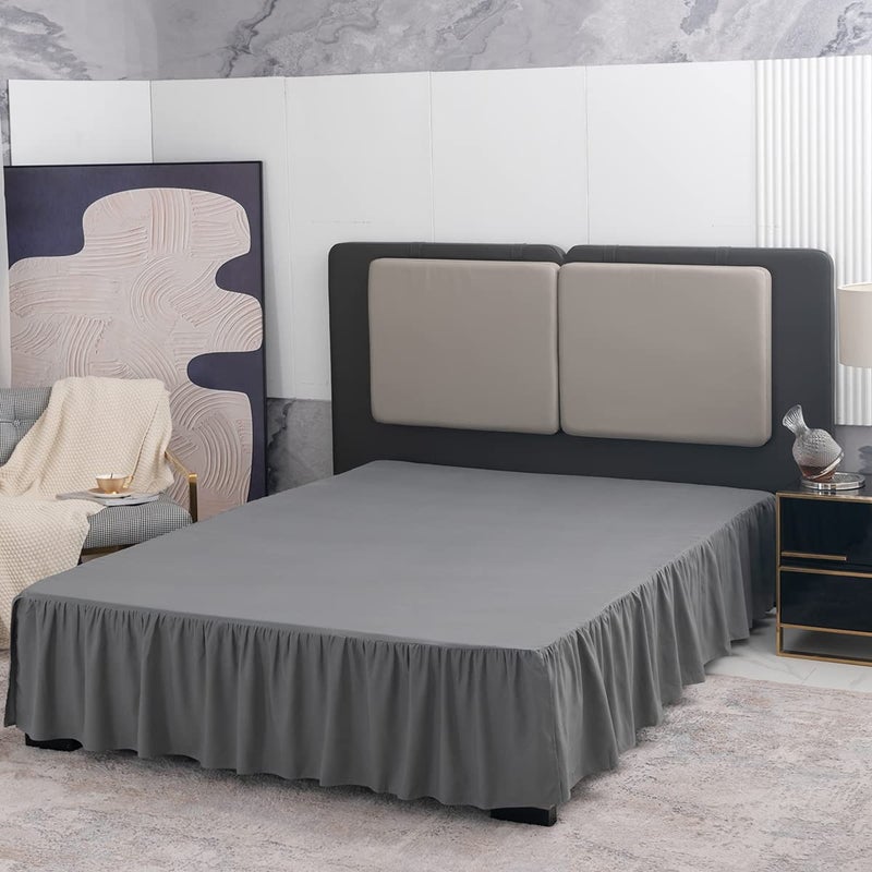TSUTOMI Grey Bed Skirt King Size Ruffled Bed Skirt with Split Corners  King Bed Skirt 14 Inch Drop  King Size Bed Skirt Grey for Ruffled Bed Skirt with Split Corners  Bed Skirt King Size - Image 3