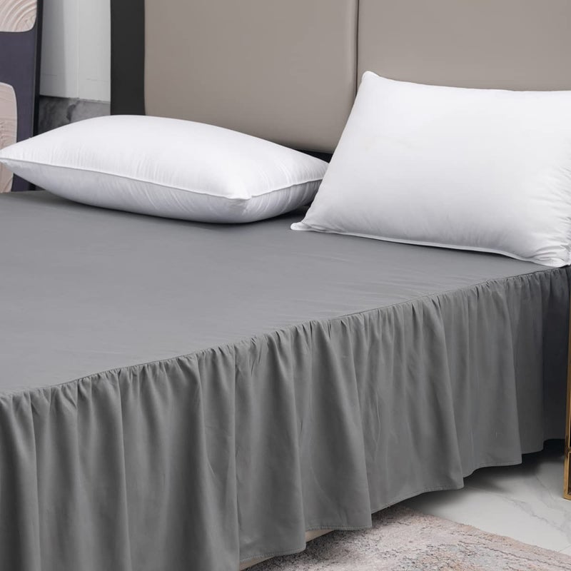 TSUTOMI Grey Bed Skirt King Size Ruffled Bed Skirt with Split Corners  King Bed Skirt 14 Inch Drop  King Size Bed Skirt Grey for Ruffled Bed Skirt with Split Corners  Bed Skirt King Size - Image 5