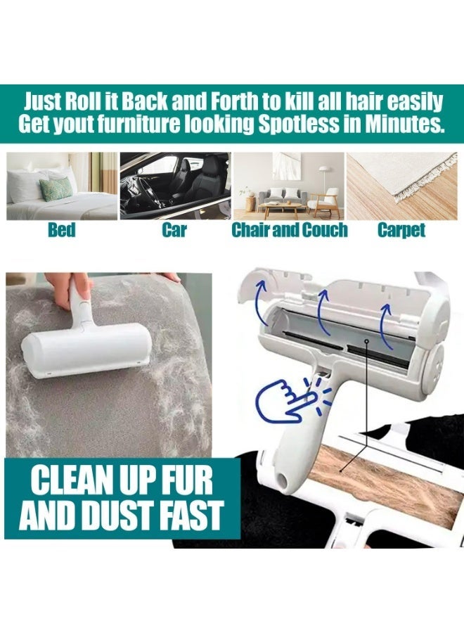 Pet Hair Remover and Reusable Lint Roller -  Cat and Dog Hair Remover Tool for Furniture, Couch, Carpet, Clothing and Bedding | Fur Removal Tool, Multi-Surface Fur Removal - Image 4