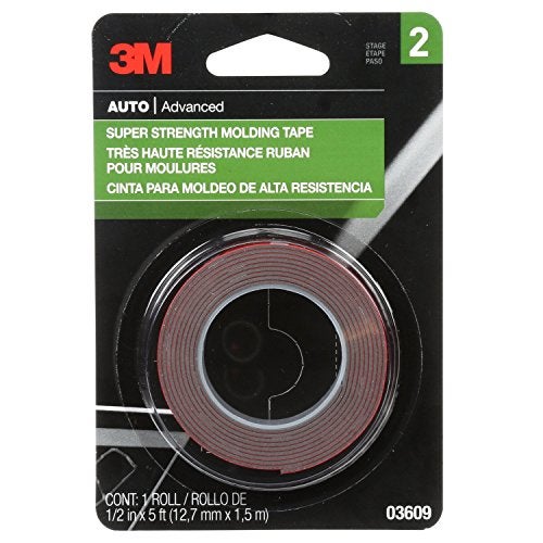 3M Super Strength Molding Tape, 03609, 1/2 in x 5 ft - Image 1