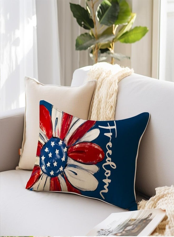 RABUSOFA 4th of July Patriotic Pillow Covers 12X20 Inch,Freedom Memorial Day Fourth of July Pillow Cases,America Stars Red White and Blue Cushion Case Daisy Sunflower(15-12) - Image 5