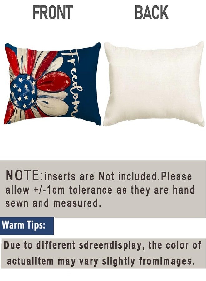 RABUSOFA 4th of July Patriotic Pillow Covers 12X20 Inch,Freedom Memorial Day Fourth of July Pillow Cases,America Stars Red White and Blue Cushion Case Daisy Sunflower(15-12) - Image 3