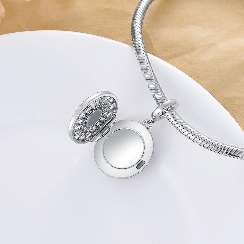 LONAGO 925 Sterling Silver Personalized Photo Charm Fit Compatible for Bracelet Necklace Customized Heart Round Shape Picture Bead - Image 3