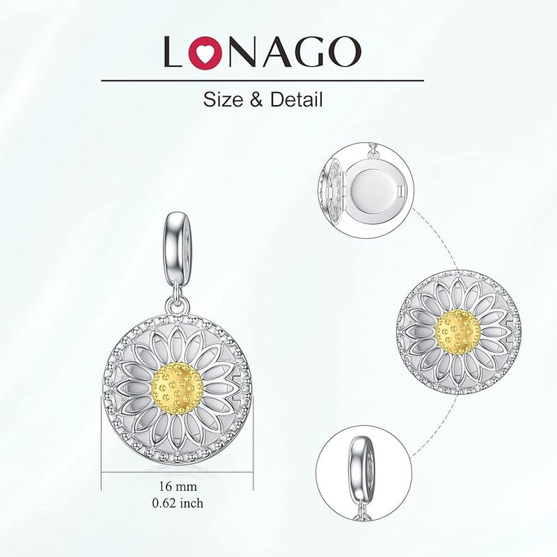 LONAGO 925 Sterling Silver Personalized Photo Charm Fit Compatible for Bracelet Necklace Customized Heart Round Shape Picture Bead - Image 5