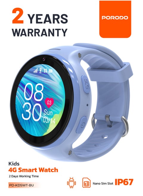 Smart Watch for Kids with JuniCare app and WhatsApp / IP67 Water Resistant / 1.3" Touch Screen / 2 Days Working Time / Count Steps- Blue