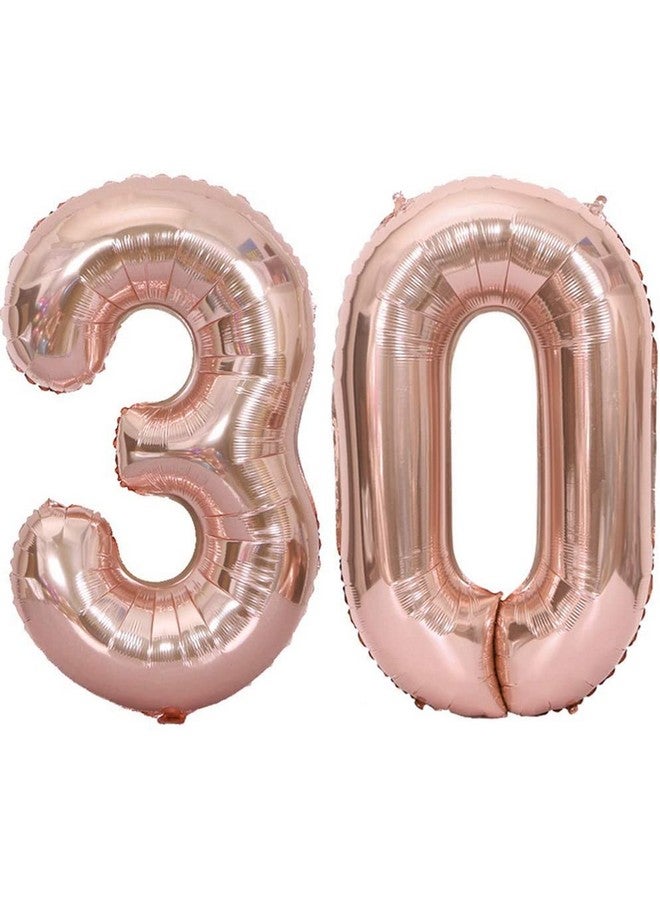 Propsicle 16 inch Birthday Foil 30 Number Helium Balloon Party Decoration Rose Gold Pack of 2 | 30 Year No. Balloons Birthday/Anniversary | Thirty Number - Image 1