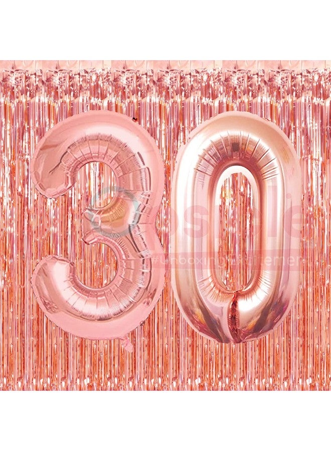 Propsicle 16 inch Birthday Foil 30 Number Helium Balloon Party Decoration Rose Gold Pack of 2 | 30 Year No. Balloons Birthday/Anniversary | Thirty Number - Image 2