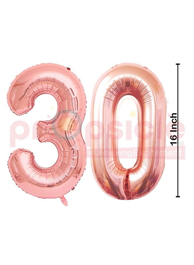 Propsicle 16 inch Birthday Foil 30 Number Helium Balloon Party Decoration Rose Gold Pack of 2 | 30 Year No. Balloons Birthday/Anniversary | Thirty Number - Image 3