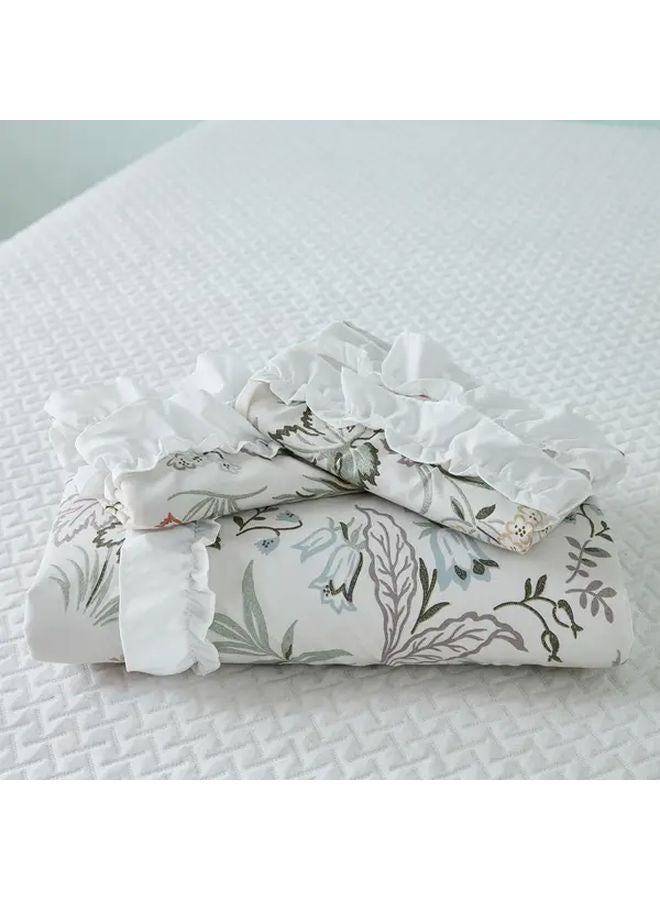 Polychrome Floral Duvet Cover Set 78 74x90 55 Inches With Ruffles 3 Piece Bedding - Image 4
