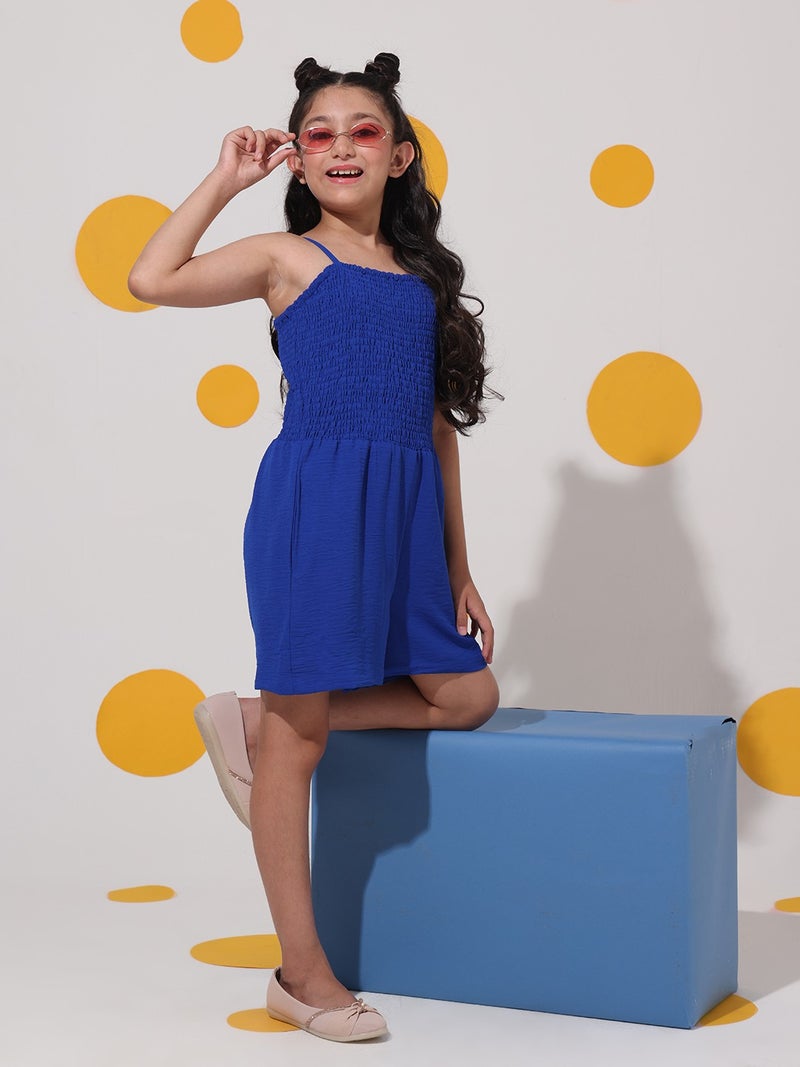 Cherry & Jerry Dark Orange Smocking and Shoulder Strap Playsuits - Image 3