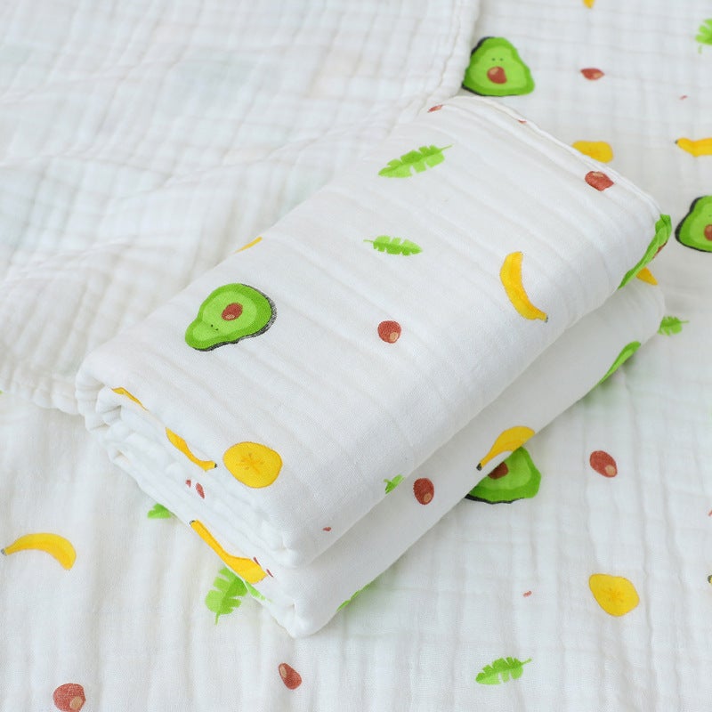 Newborn Baby Bath Towel - 100% Cotton 6-Layer Gauze Blanket Wrap for Infants, Soft & Absorbent, Class A Safety, Cartoon Design