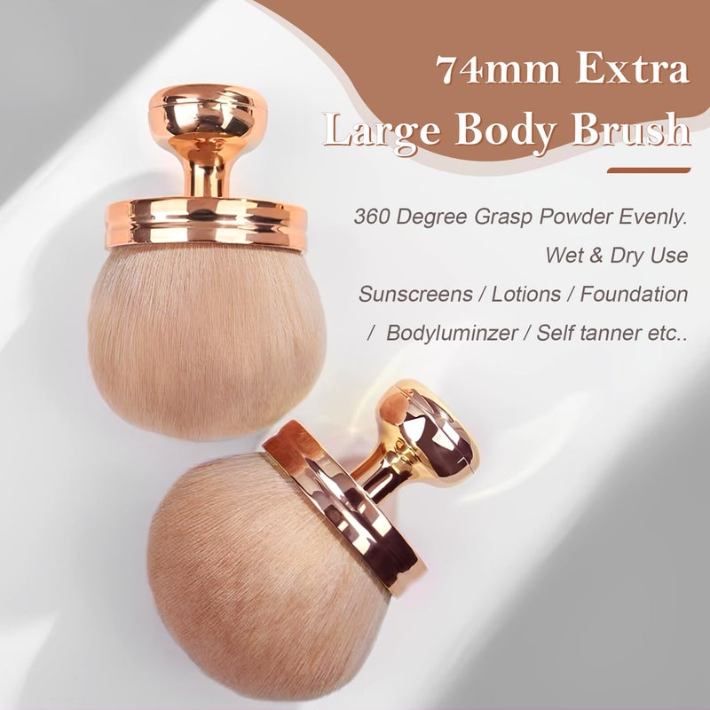 Holyenten 2 Pack Extra Large Body Makeup Brush for Self Tanner, 3 Inch Wide Self Tanning Blend Brush - Soft Synthetic Hair for Powder, Foundation, Blusher, Bronzer (with Bonus Pouch) - Image 3