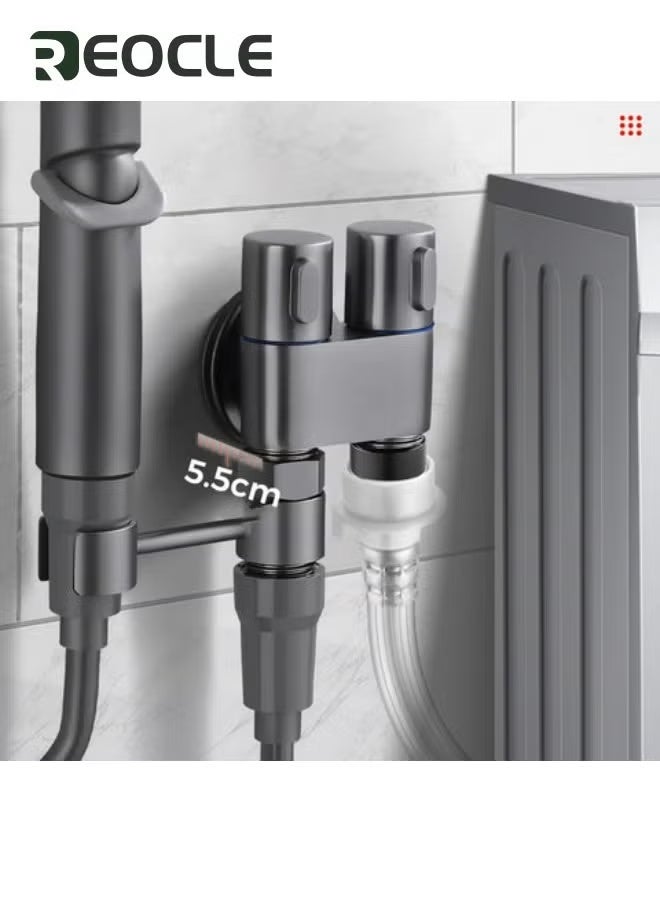 REOCLE 4 Pcs Bidet Toilet Spray Gun Set Handheld Bidet Sprayer Shattaf with Stainless Steel Chrome Hose Toilet Water Sprayer Silver  - Image 3