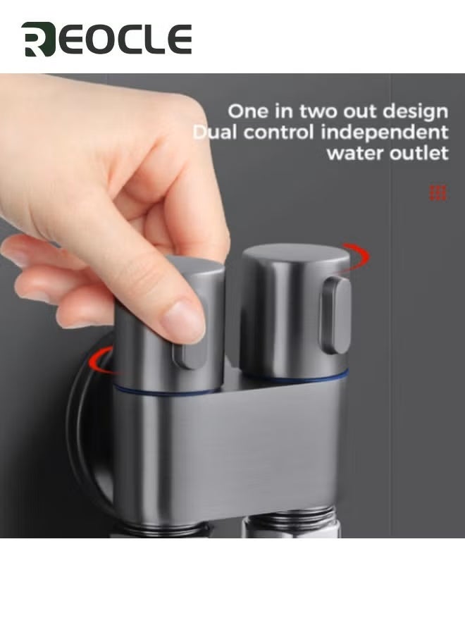 REOCLE 4 Pcs Bidet Toilet Spray Gun Set Handheld Bidet Sprayer Shattaf with Stainless Steel Chrome Hose Toilet Water Sprayer Silver  - Image 4