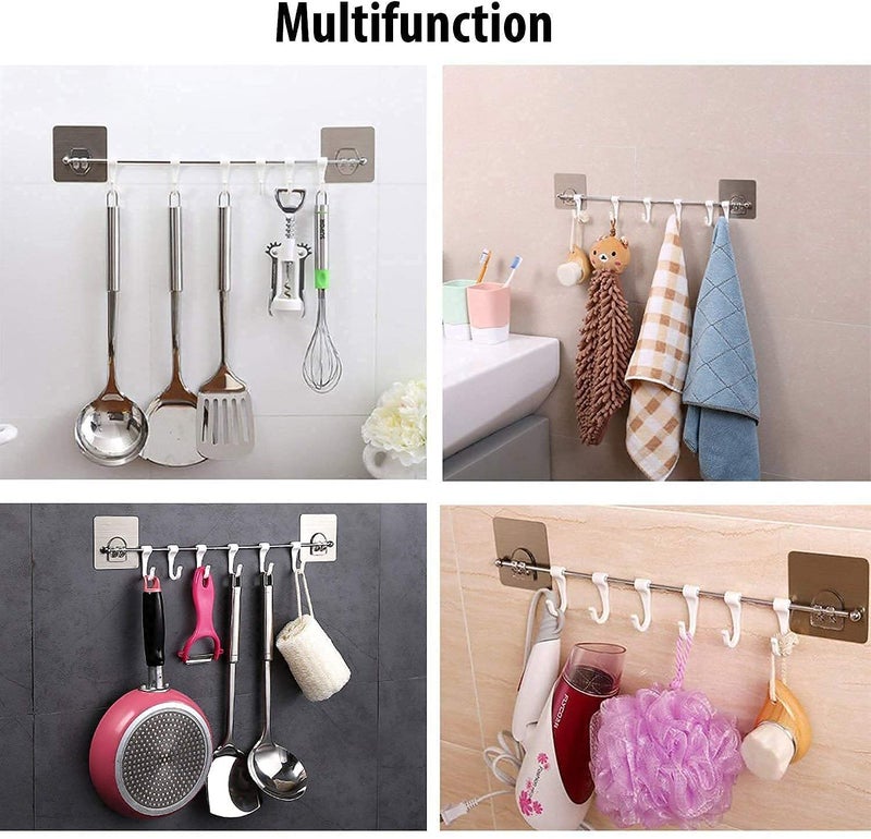 Gokich Gokich Plastic ABS Stainless Steel Series Self Adhesive Bathroom Towel Rail Utensil Rack Kitchen Magic Pack of 1 (White,40 * 7 CM)  - Image 5