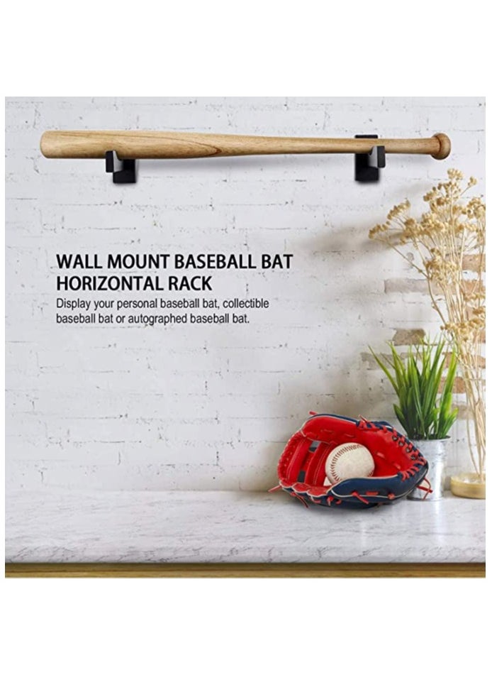 KASTWAVE Baseball Bat Display Stand 2PCS Baseball Bat Display Case Sturdy Baseball Bat Stand Baseball Bat Display Holder Baseball Bat Horizontal Rack Baseball Bat Bracket Holder (Solid Wood Wood Grain)  - Image 2