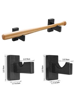 KASTWAVE Baseball Bat Display Stand 2PCS Baseball Bat Display Case Sturdy Baseball Bat Stand Baseball Bat Display Holder Baseball Bat Horizontal Rack Baseball Bat Bracket Holder (Solid Wood Wood Grain)  - Image 3