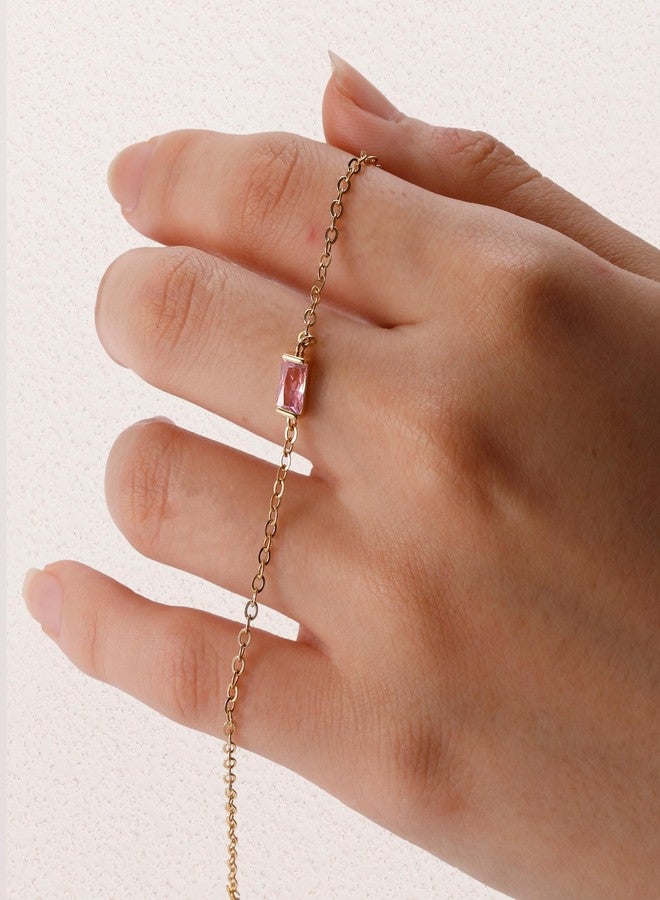 MJust Adjustable Golden Birthstone Bracelets for Women, Baguette Birthstone Link Bracelets for Mom & Wife.(Oct.) - Image 3