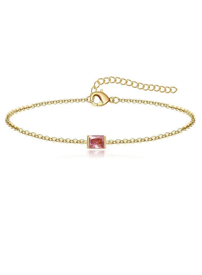 MJust Adjustable Golden Birthstone Bracelets for Women, Baguette Birthstone Link Bracelets for Mom & Wife.(Oct.) - Image 1