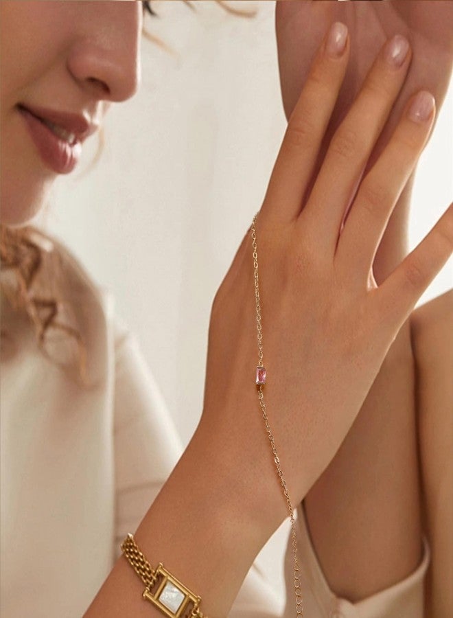 MJust Adjustable Golden Birthstone Bracelets for Women, Baguette Birthstone Link Bracelets for Mom & Wife.(Oct.) - Image 4