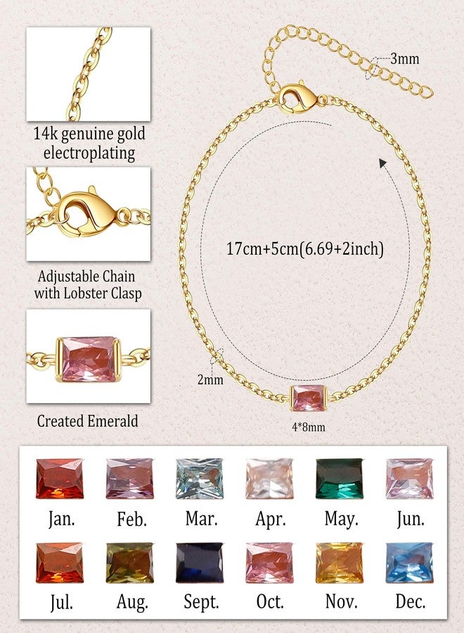 MJust Adjustable Golden Birthstone Bracelets for Women, Baguette Birthstone Link Bracelets for Mom & Wife.(Oct.) - Image 2