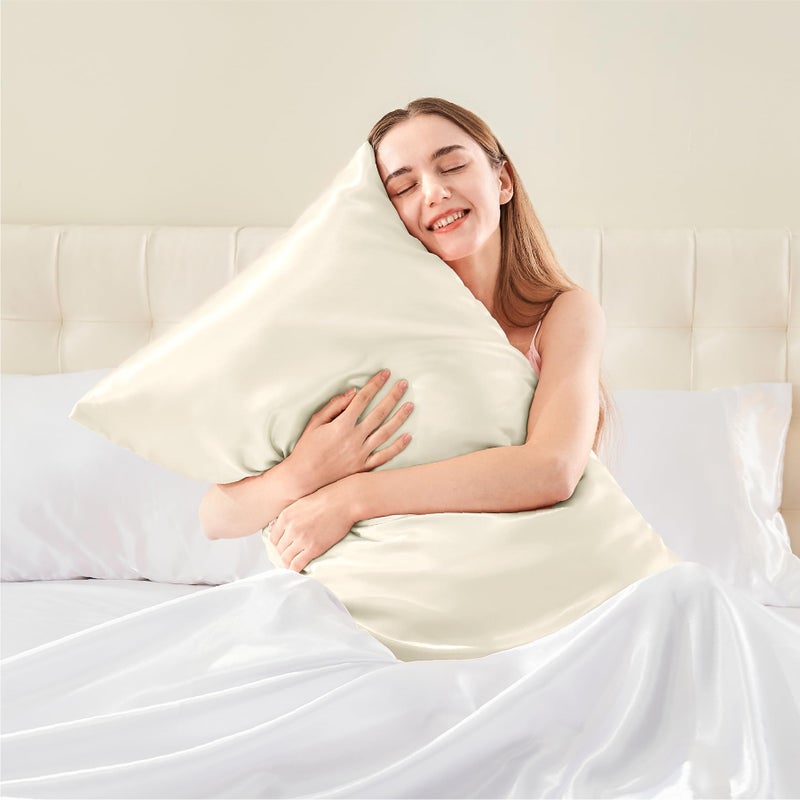 BEDELITE Satin Body Pillow Cover, Super Soft and Cooling Body Pillow Pillowcase for Hair and Skin, Breathable Silky Full Long Pillowcase Cover(20"x54", Beige) - Image 2