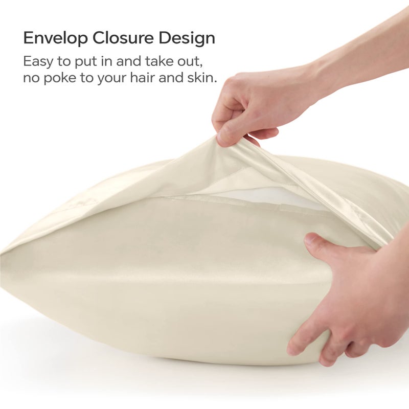 BEDELITE Satin Body Pillow Cover, Super Soft and Cooling Body Pillow Pillowcase for Hair and Skin, Breathable Silky Full Long Pillowcase Cover(20"x54", Beige) - Image 4