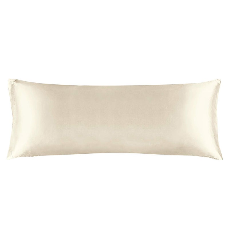 BEDELITE Satin Body Pillow Cover, Super Soft and Cooling Body Pillow Pillowcase for Hair and Skin, Breathable Silky Full Long Pillowcase Cover(20"x54", Beige) - Image 1