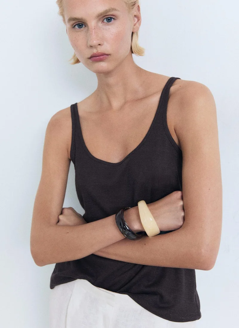 MANGO Crew Neck Sleevless Top