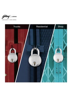 Godrej Locking Solutions and Systems Godrej Round 7 levers 67mm Alloy Steel Padlock 8149 Steel with 3 Keys Silver  - Image 3