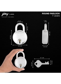 Godrej Locking Solutions and Systems Godrej Round 7 levers 67mm Alloy Steel Padlock 8149 Steel with 3 Keys Silver  - Image 5