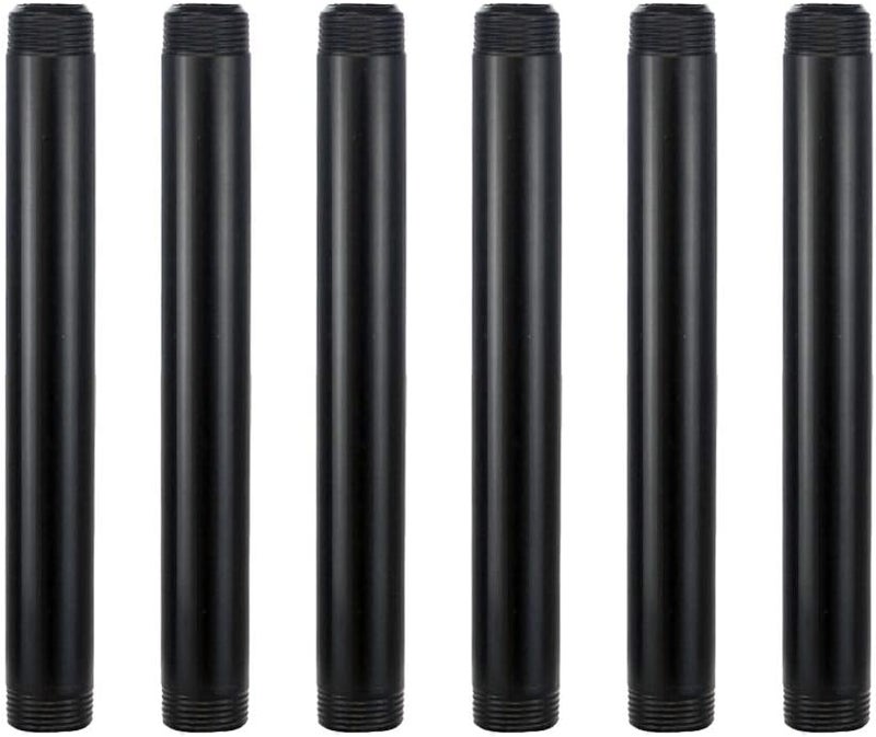 GeilSpace 6 Pack 3/4" × 8" Pre-Cut Black Metal Pipe, Industrial Steel Fits Standard Three Quarters Inch Black Threaded Pipes and Fittings - Vintage DIY Industrial Shelving (3/4" × 8") - Image 1