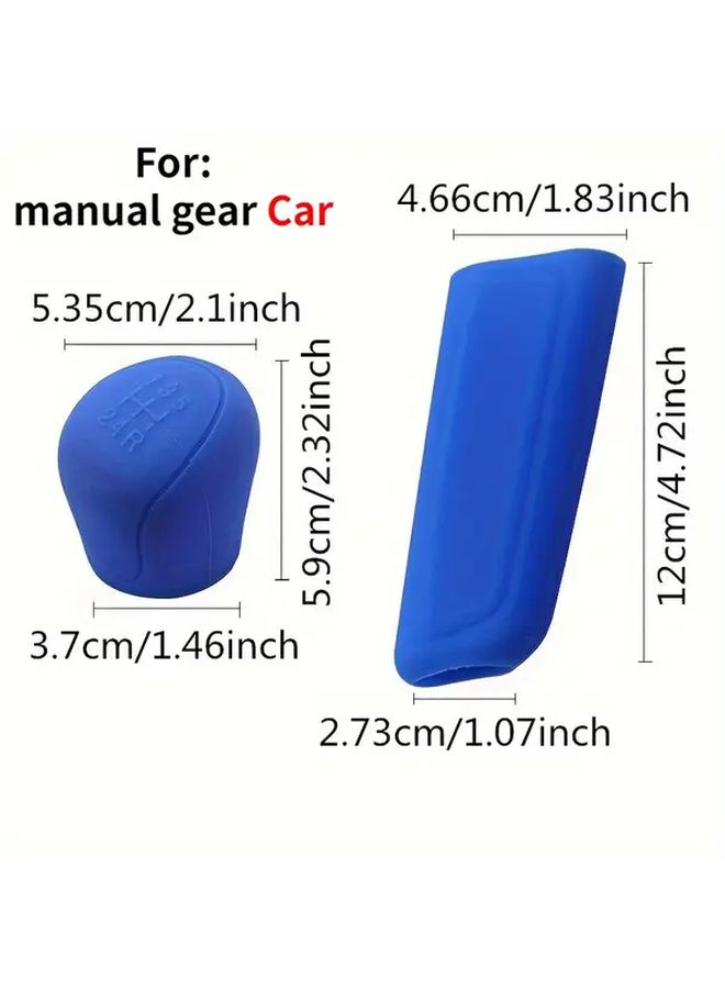 2 Pcs Yellow PU Leather Gear Shift Knob Cover And Handbrake Grip Set Anti Slip Car Silicone Gel Sleeve Protector For Manual Transmission Vehicles - Image 2