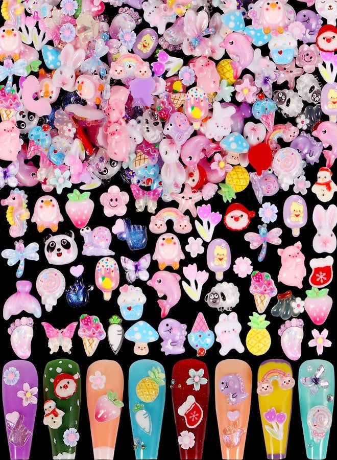 Tamhoo 1 Pack of 250pcs Cute & Sweet 3D Nail Charms for Acrylic Nails, Perfect for Nail Art Decorations & DIY Accessories Crafts，Flower Bee Pineapple Bear Charms for Nail - Image 1