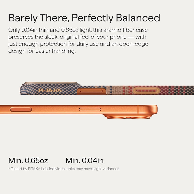 PITAKA Compatible with iPhone 17 Pro Case 6.3" with Camera Control Button, Compatible with MagSafe, Ultra-Slim Case with Caseless Touch Feeling, 1500D Aramid Fiber Woven, Sunset - Image 4