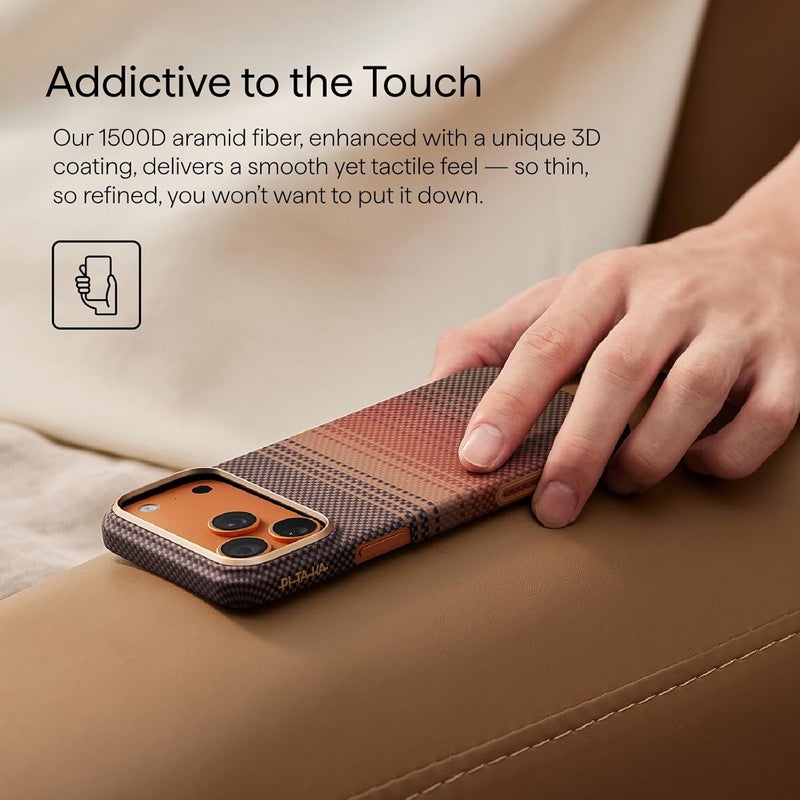 PITAKA Compatible with iPhone 17 Pro Case 6.3" with Camera Control Button, Compatible with MagSafe, Ultra-Slim Case with Caseless Touch Feeling, 1500D Aramid Fiber Woven, Sunset - Image 5