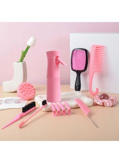 SUPHOUSE 12 Pcs Hair Brush Set, 3 Pieces Slick Back Hair Brushes for Toddlers, Women, Detangling Brush for Wet Dry Curly Hair, Edge Bristles Wide Tooth Rat Tail Combs for Baby Girls (pink)  - Image 2