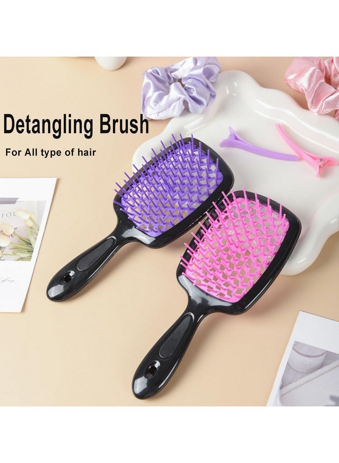 SUPHOUSE 12 Pcs Hair Brush Set, 3 Pieces Slick Back Hair Brushes for Toddlers, Women, Detangling Brush for Wet Dry Curly Hair, Edge Bristles Wide Tooth Rat Tail Combs for Baby Girls (pink) - Image 4