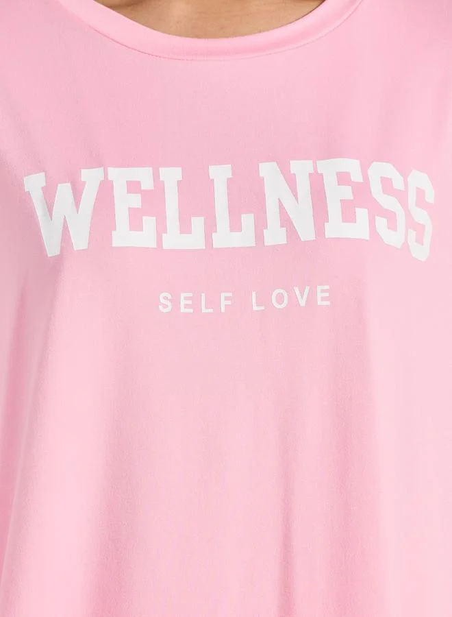 Styli Wellness Slogan T-Shirt & Cycling Shorts Lounge Set