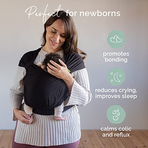 Boba Bliss PreWrapped Baby Carrier with Buckle Newborn to 735 lbs Light Breathable Easy to Adjust Hybrid Infant Sling Toddler Carrier Certified HipHealthy for 018 Months Black - Image 3